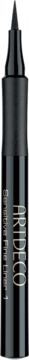 Czarny, precyzyjny eyeliner Coloride w formie pisaka, z cienką i długą końcówką, widok z przodu.