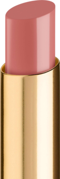 Pomadka Artdeco Lip Shine Stylo Day Out, różowa z połyskiem, wysunięta ze złotego etui, widok z boku.