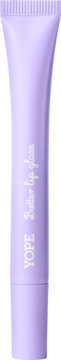YOPE Butter lip gloss w jasnofioletowej, matowej tubce, napis widoczny, widok frontalny.