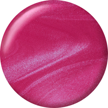 Zbliżenie na okrągły wzornik lakieru Sally Hansen Miracle Gel Supercharged Pinks, perłowa fuksja z subtelnymi smugami.