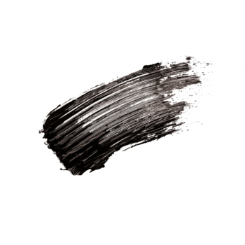 Gęsty, czarny swatch tuszu Volume Supreme Mascara z widocznymi pociągnięciami szczoteczki, na białym tle.