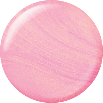 Zbliżenie na błyszczącą, okrągłą kroplę top coatu Sally Hansen Miracle Gel Pixie Chrome w chromowanym różu.