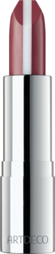Pomadka Artdeco Hydra Care Lipstick, różowa z białym paskiem, w srebrnej tubce. Zbliżenie z przodu.