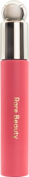 Rare Beauty Soft Pinch Liquid Blush in a vibrant pink bottle with a shiny silver cap, logo visible, front view.