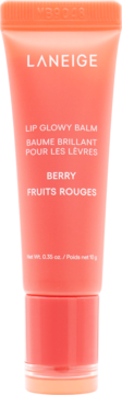 LANEIGE Lip Glowy Balm Berry w koralowej tubce, widok z przodu, białe napisy i gramatura 10g.