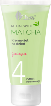 Ava Ritual with Matcha Krem-żel na dzień Guawa. Jasnozielona tubka z białym wieczkiem, frontalny widok.