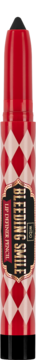 Automatyczna kredka do ust w czerwono-białe romby, z czarną etykietą i złotym tekstem, na czarnym tle.
