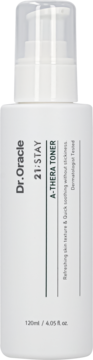 Dr. Oracle 21;STAY A-Thera Toner 120ml. Biała butelka z pompką i przezroczystą zatyczką. Tonik do cery tłustej.