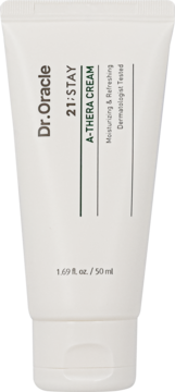 Biała tubka kremu Dr.Oracle 21;STAY A-Thera Cream, 50 ml, nawilżający i odświeżający, widok z przodu.