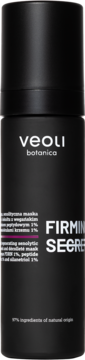 Veoli Botanica FIRMING SECRET ujędrniająca maska do twarzy w czarnej butelce, białe logo i nazwa.