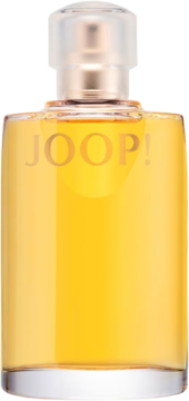 Joop! Femme woda toaletowa o kwiatowo-orientalnym zapachu, flakon z bursztynowym płynem, widok z przodu.