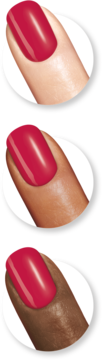 Sally Hansen Miracle Gel 220 Pink Tank, błyszczący różowy lakier na paznokciach o trzech odcieniach skóry.