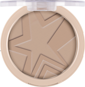 Puder do konturowania Lovely Golden Glow, Light Beige, w beżowej puderniczce z wytłoczonym wzorem gwiazdy.
