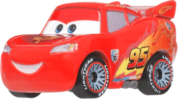Czerwona figurka kolekcjonerska Lightning McQueen z bajki Cars, numer 95, widok z przodu.