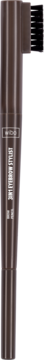Brązowa kredka do brwi Eyebrow Stylist 3 in 1, pionowo, ze szczoteczką wystającą w prawo, widoczny tekst.