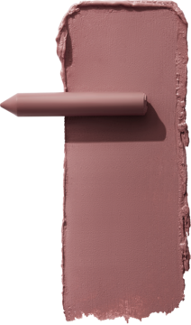Matowa pomadka w kredce Maybelline Super Stay Ink Crayon, odcień brudnego różu, widoczna na nałożonej próbce.