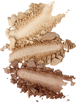 Potrójny cień Alterra Trio Cacao Sensation. Trzy sproszkowane swatche: jasny beż, średni i ciemny brąz.