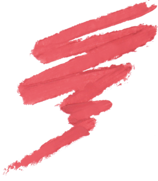 Swatch matowej pomadki Alterra Soft Matt Modern Red. Zygzakowaty ślad intensywnego koralowo-czerwonego koloru.