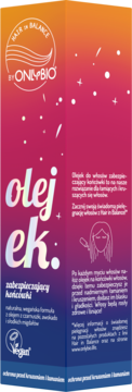 OnlyBio Hair in Balance olejek ochronny do końcówek włosów. Opakowanie w gradient od pomarańczu do różu.
