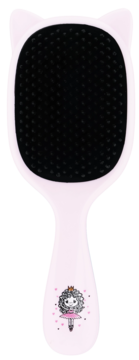 Różowa szczotka do włosów dla dzieci, z kocimi uszami i baletnicą na rączce. Delikatne rozczesywanie bez bólu.