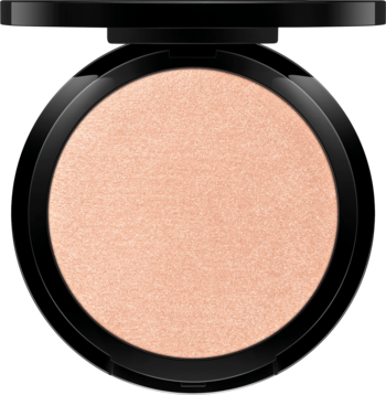 Otwarty czarny kompakt Rimmel High’light 002 Candlelit z pudrowym, lśniącym rozświetlaczem do twarzy.