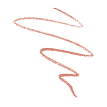 Swatch wegańskiej konturówki Plumping Lip Liner w odcieniu nude-róż. Kremowa, falista linia na białym tle.