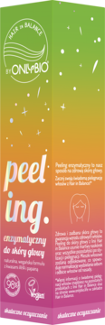 OnlyBio peeling enzymatyczny do skóry głowy z kwasami AHA i papainą, opakowanie gradientowe, widok z przodu.