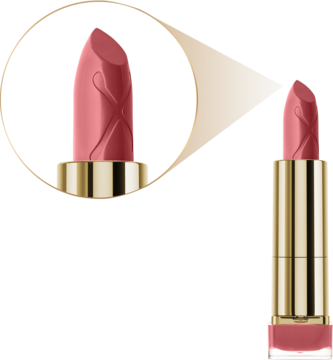 Pomadka Max Factor Colour Elixir Burnt Caramel w złotej oprawie, z powiększeniem końcówki z literą X.