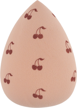 KillyS Bloom Pop gąbeczka do makijażu, jasnoróżowa z motywem wiśni, miękka i bezlateksowa, widok z przodu.