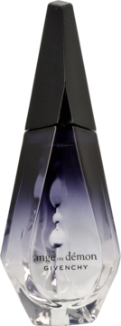 Perfumy Givenchy Ange ou Démon, elegancki flakon, cieniowany od czerni do fioletu, w kształcie ostrosłupa, widok z przodu.