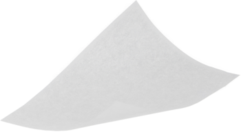 Pojedyncza, biała bibułka matująca MAT-FIX, lekko zagięta, widoczna na czarnym tle, do absorbowania sebum.