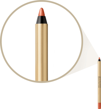Konturówka Max Factor Colour Elixir Brown n Nude, widok z powiększeniem pomarańczowo-brązowej końcówki.