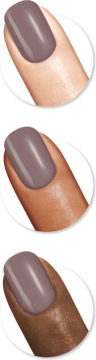 Lakier Sally Hansen Miracle Gel 205 To The Taupe, odcień taupe, na paznokciach o jasnej, średniej i ciemnej skórze.