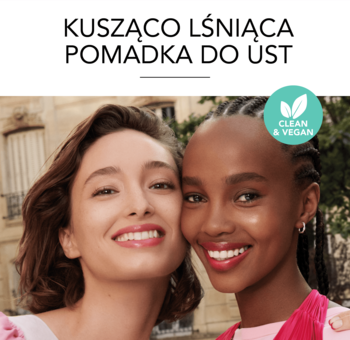 Uśmiechnięte kobiety prezentują efekt kusząco lśniącej, wegańskiej pomadki Bourjois Healthy Mix Lip Sorbet.
