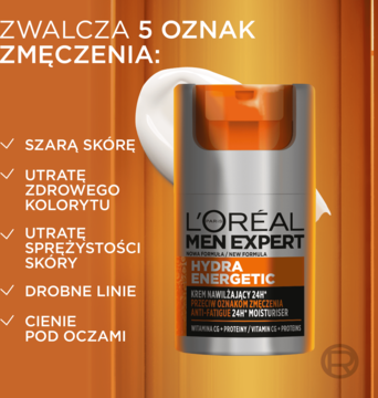 L'ORÉAL PARIS MEN EXPERT Hydra Energetic ,krem do twarzy, nawiżający, przeciw oznakom zmęczenia,kompozycja-1