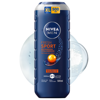Ciemnoniebieski żel pod prysznic NIVEA MEN SPORT 3w1 500ml z limonką i minerałami, widok z przodu.