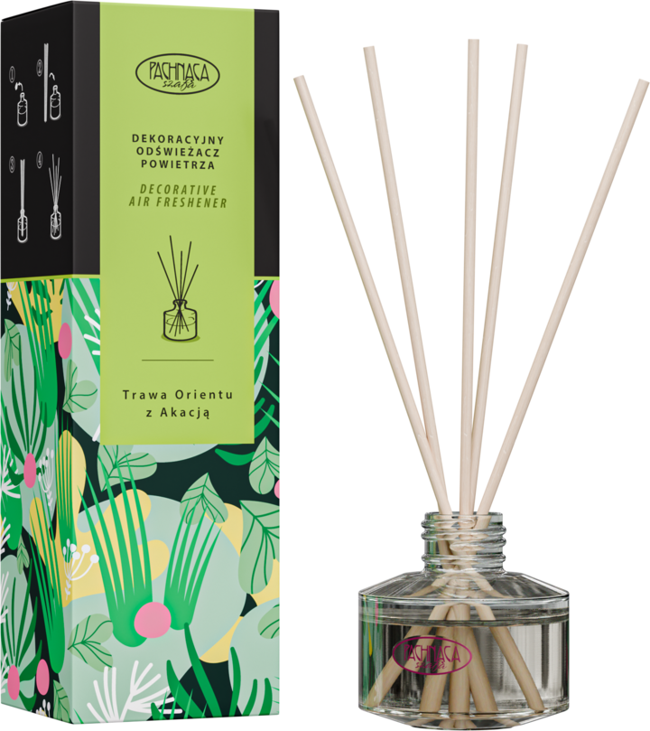 PACHNĄCA SZAFA, patyczki zapachowe, Trawa orientu z akacją, 50 ml