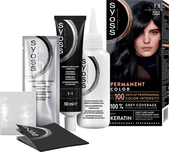 SYOSS, Permanent Color, farba do włosów, trwała, nr 1_1 Czerń, 1 szt.