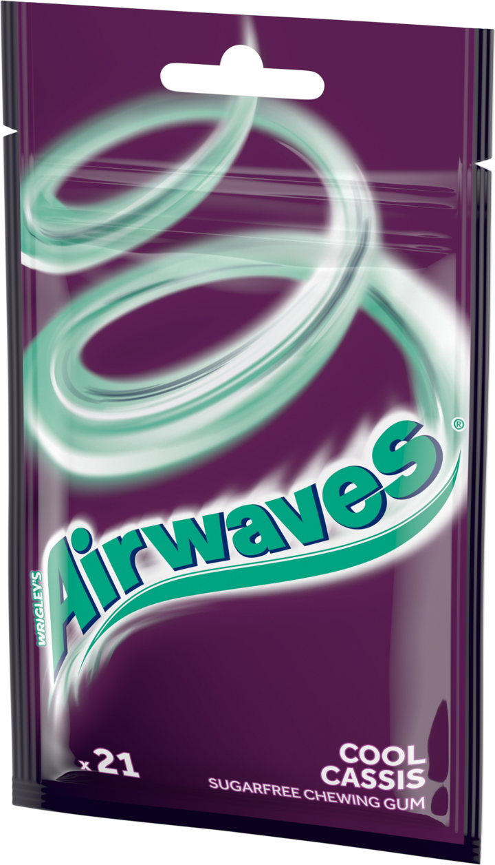 WRIGLEY'S AIRWAVES, Cool Cassis, guma do żucia, w drażetkach, o smaku Mentolowym i Czarnej Porzeczki, bez cukru, 21 szt.