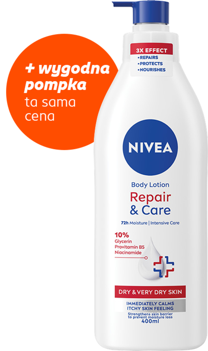 NIVEA, Repair & Care, balsam do ciała, 72h nawilżenia, sucha i bardzo sucha skóra, 400 ml