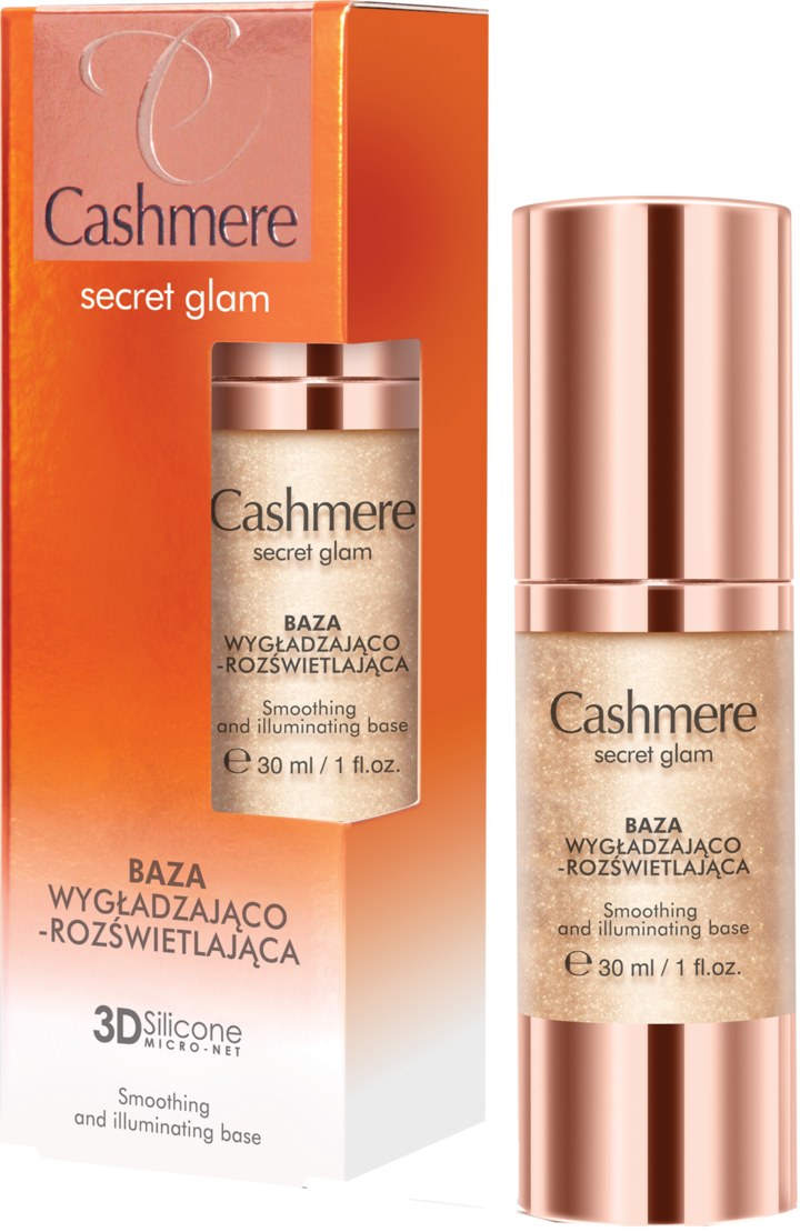 CASHMERE, Secret Glam, baza pod makijaż, kaszmirowa, wygładzająco-rozświetlająca, 30 ml