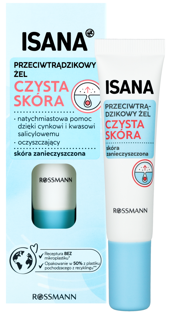 ISANA, Czysta Skóra, żel przeciwtrądzikowy, 15 ml