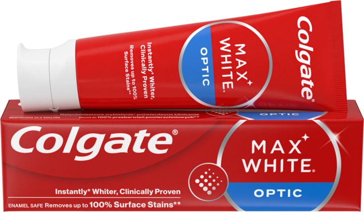 COLGATE, Max White Optic, pasta do zębów z technologią optycznego rozjaśniania, wybielająca, 75 ml