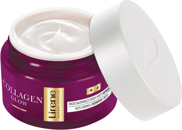 LIRENE, Collagen Glow, krem do twarzy, przeciwzmarszkowy, naprawczy, 70+, na dzień i na noc, 50 ml