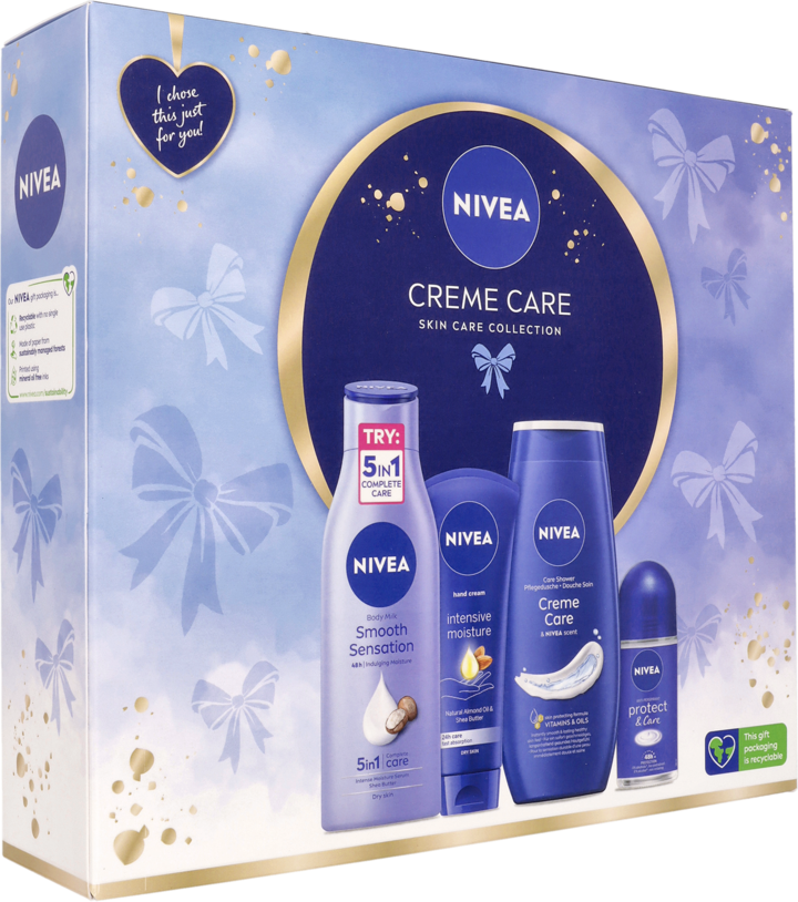 NIVEA, , zestaw mleczko do ciała + krem do rąk + żel pod prysznic