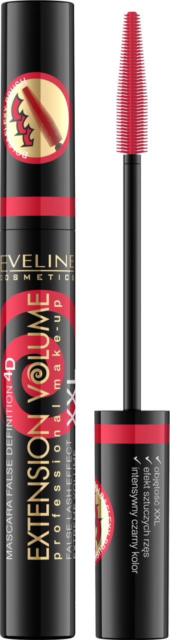 EVELINE COSMETICS, Extension Volume, tusz do rzęs, efekt sztucznych rzęs, zwiększający objętość rzęs, 10 ml