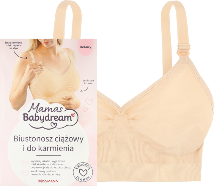 BABYDREAM, Mamas, biustonosz ciążowy i do karmienia, beżowy, rozm. XXL, 1 szt.