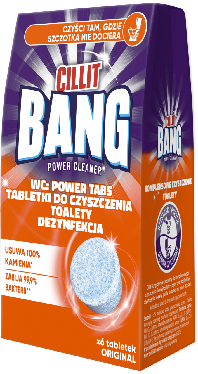 CILLIT BANG, Power Cleaner Dezynfekcja, tabletki do czyszczenia toalety, Original, 6 szt.