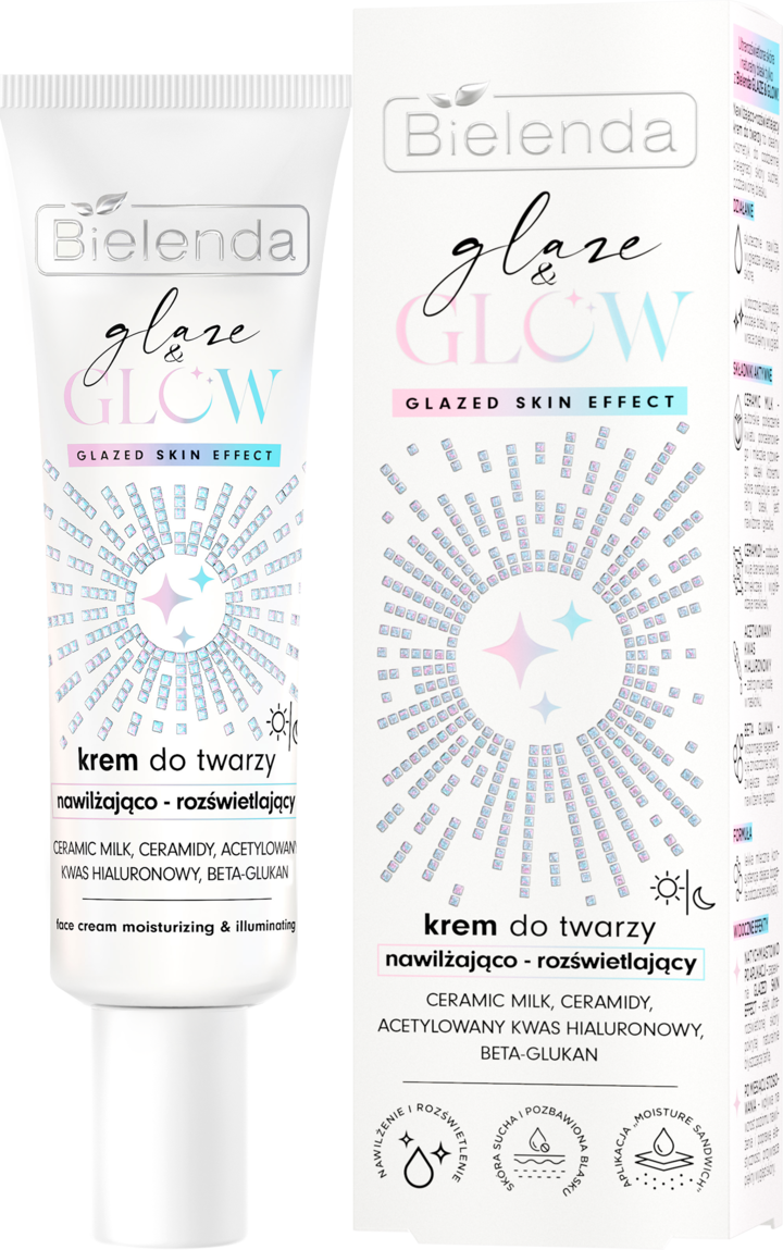 BIELENDA, Glaze & Glow, krem do twarzy, nawilżająco-rozświetlający, glazed skin effect, 50 ml