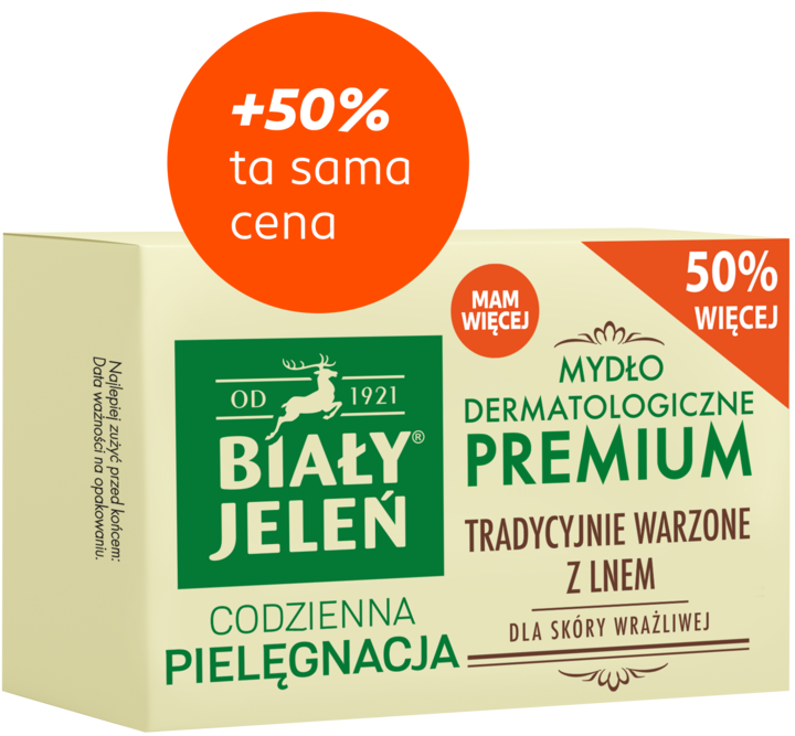 BIAŁY JELEŃ, Codzienna Pielęgnacja, mydło w kostce, dermatologiczne, tradycyjnie warzone z Lnem, do skóry wrażliwej, 150 g